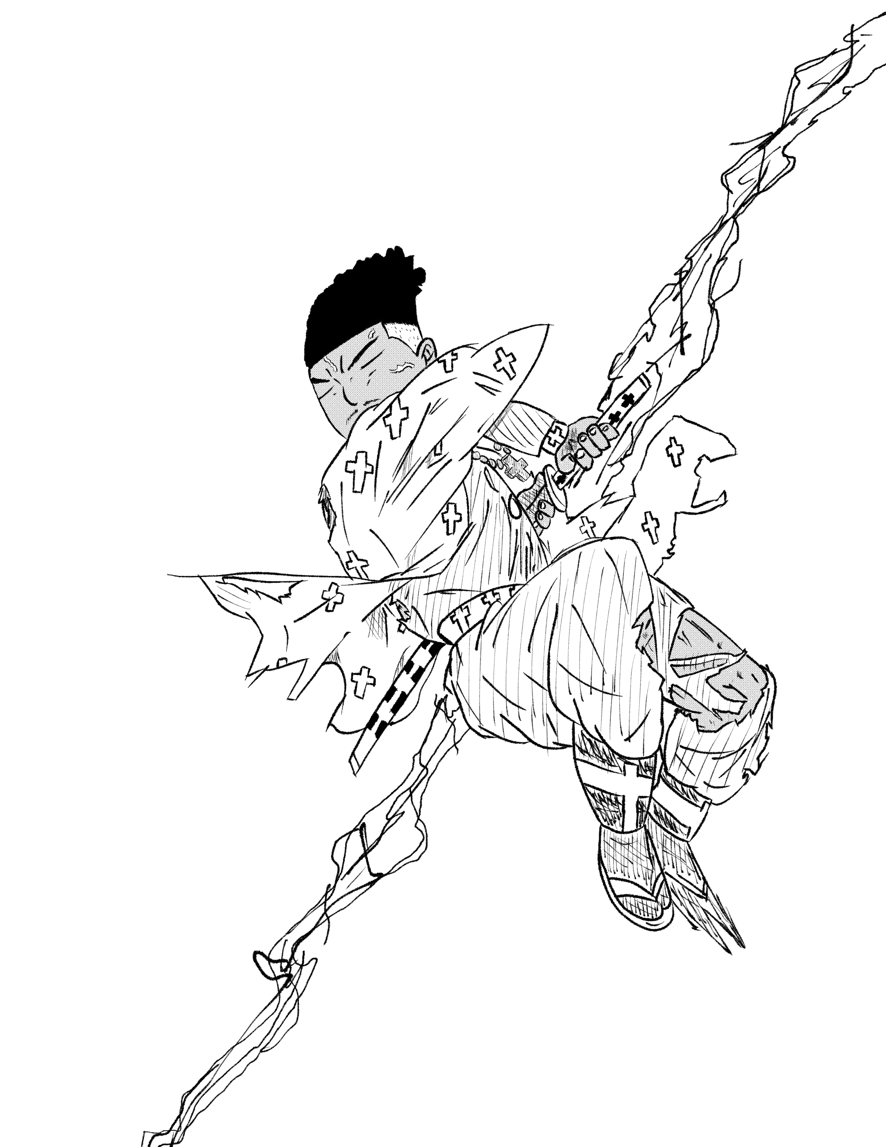 A manga-style drawing of Joshua Murdock's character